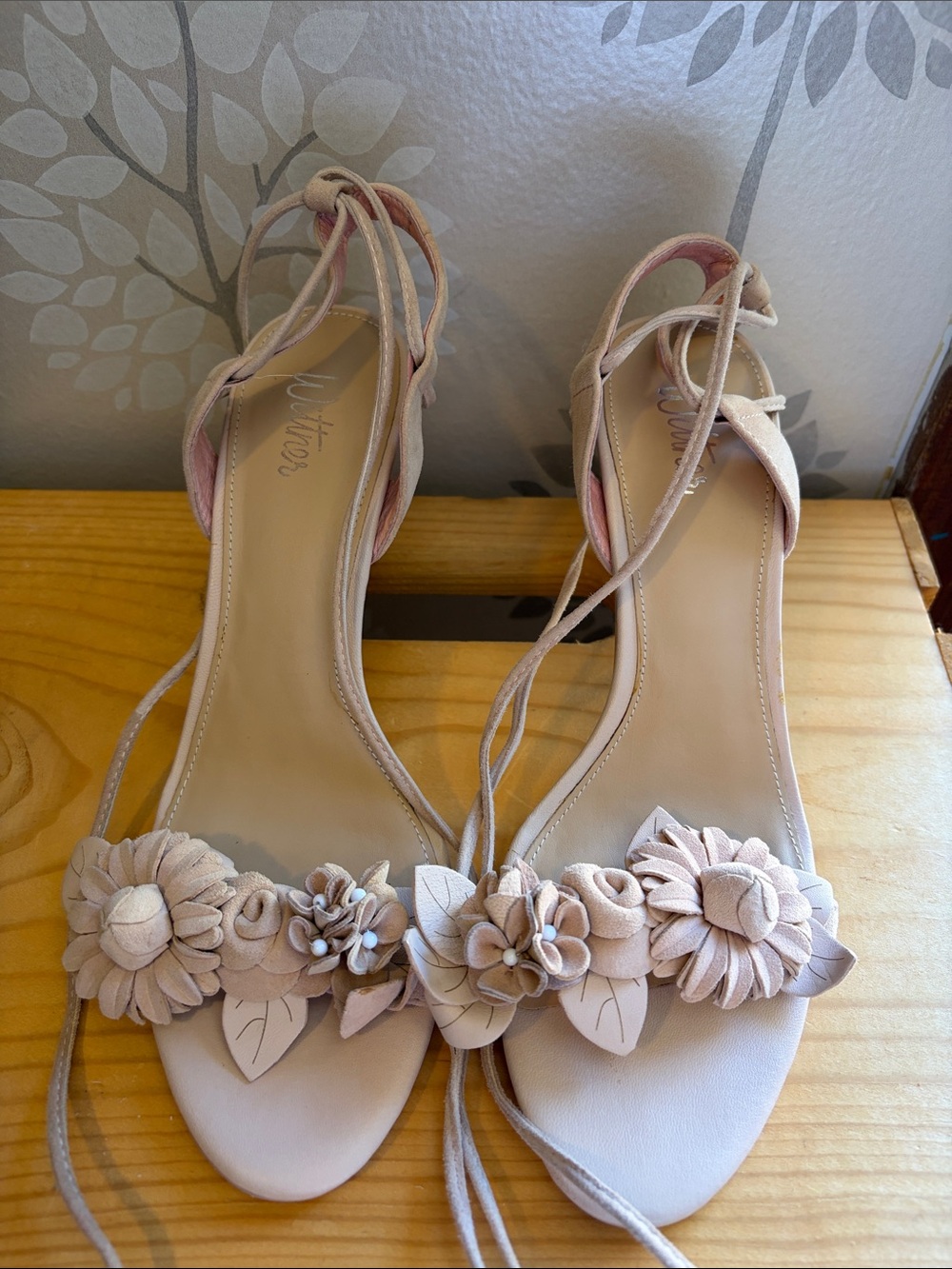 Wittner Blush Floral Ankle-Tie Sandals